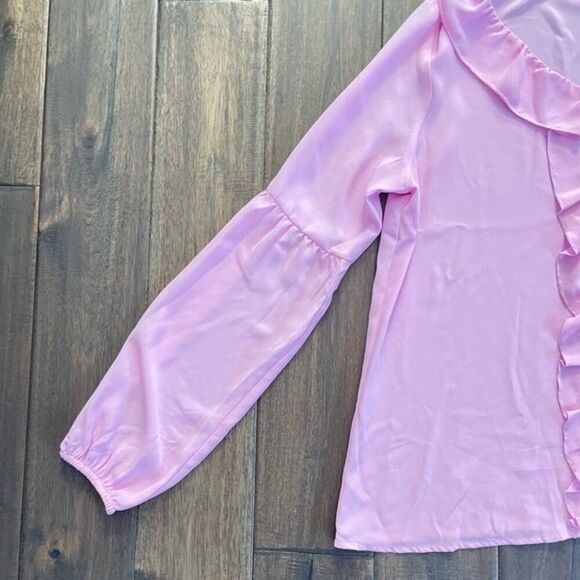 Counterparts Lilac Sheer Ruffle Long Sleeve Blouse S NWT - Picture 2 of 7